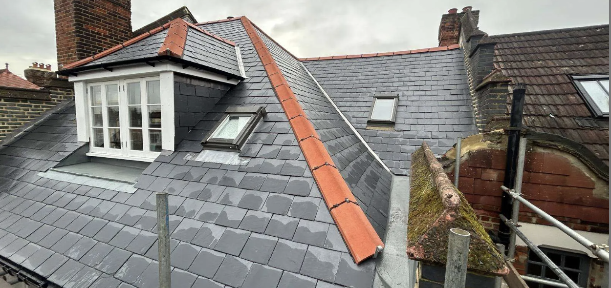 Slate roof with dormer window